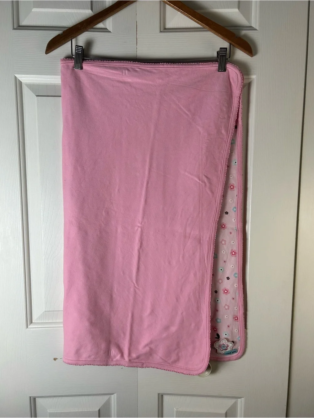Just One Year by Carter's I Love You Pink Floral Baby Blanket Flower Blue Brown
